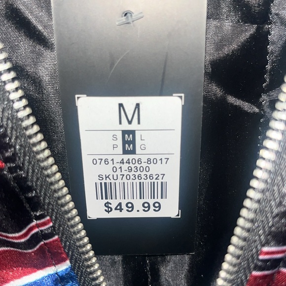 Women’s Medium Black Satin Embroidered Bomber Jacket - Picture 4 of 5